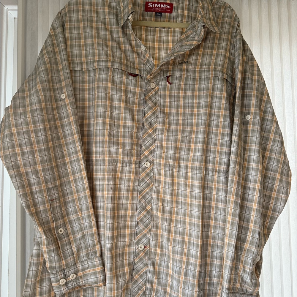 Simms Men's Lightweight Plaid Shirt Jacket - Gray and Tan